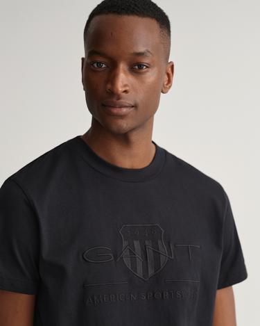  GANT Erkek Siyah Regular Fit Bisiklet Yaka Logolu T-Shirt