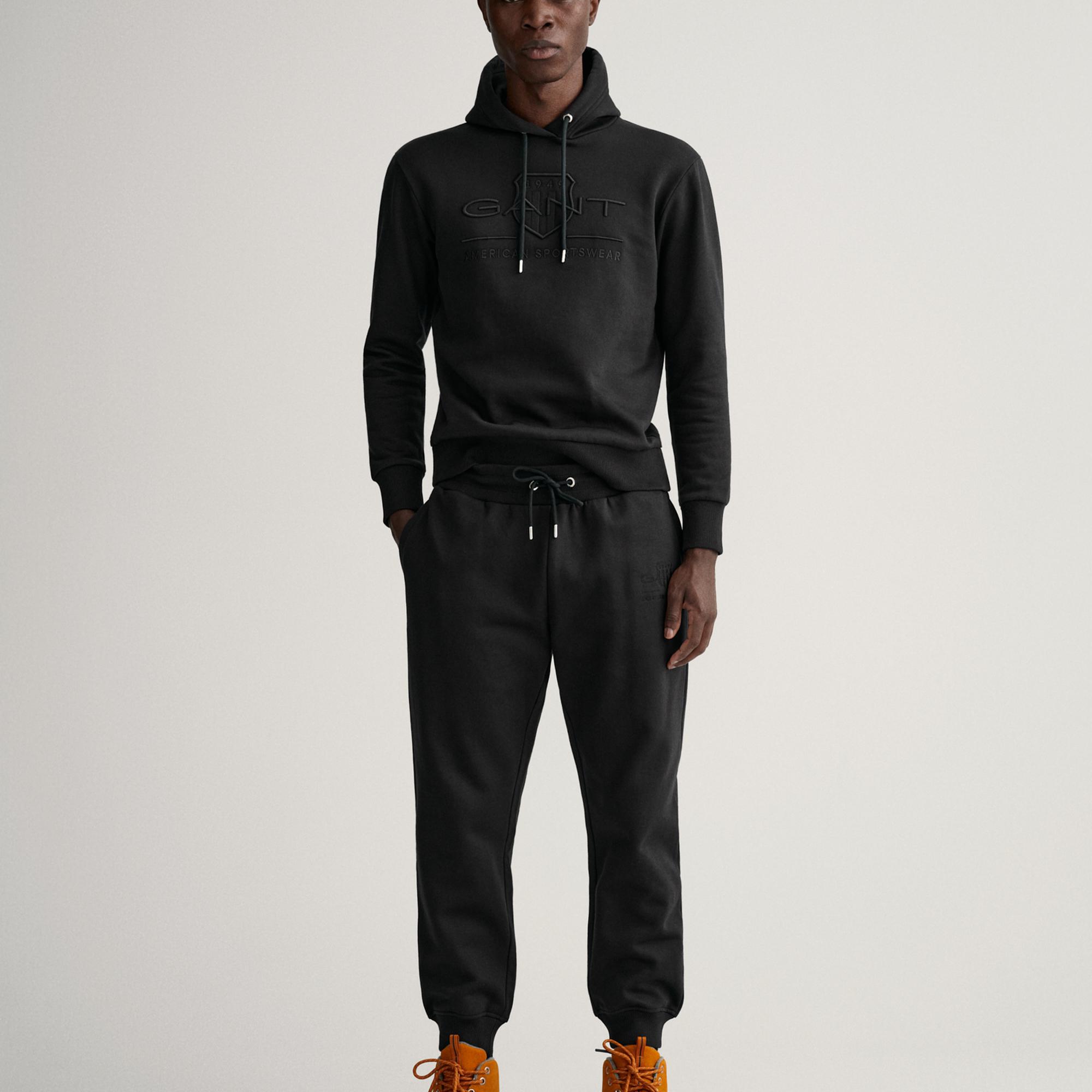 GANT Erkek Siyah Regular Fit Logolu Eşofman Altı