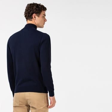  Lacoste Erkek Regular Fit Yarım Fermuarlı Lacivert Kazak