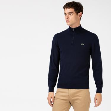  Lacoste Erkek Regular Fit Yarım Fermuarlı Lacivert Kazak