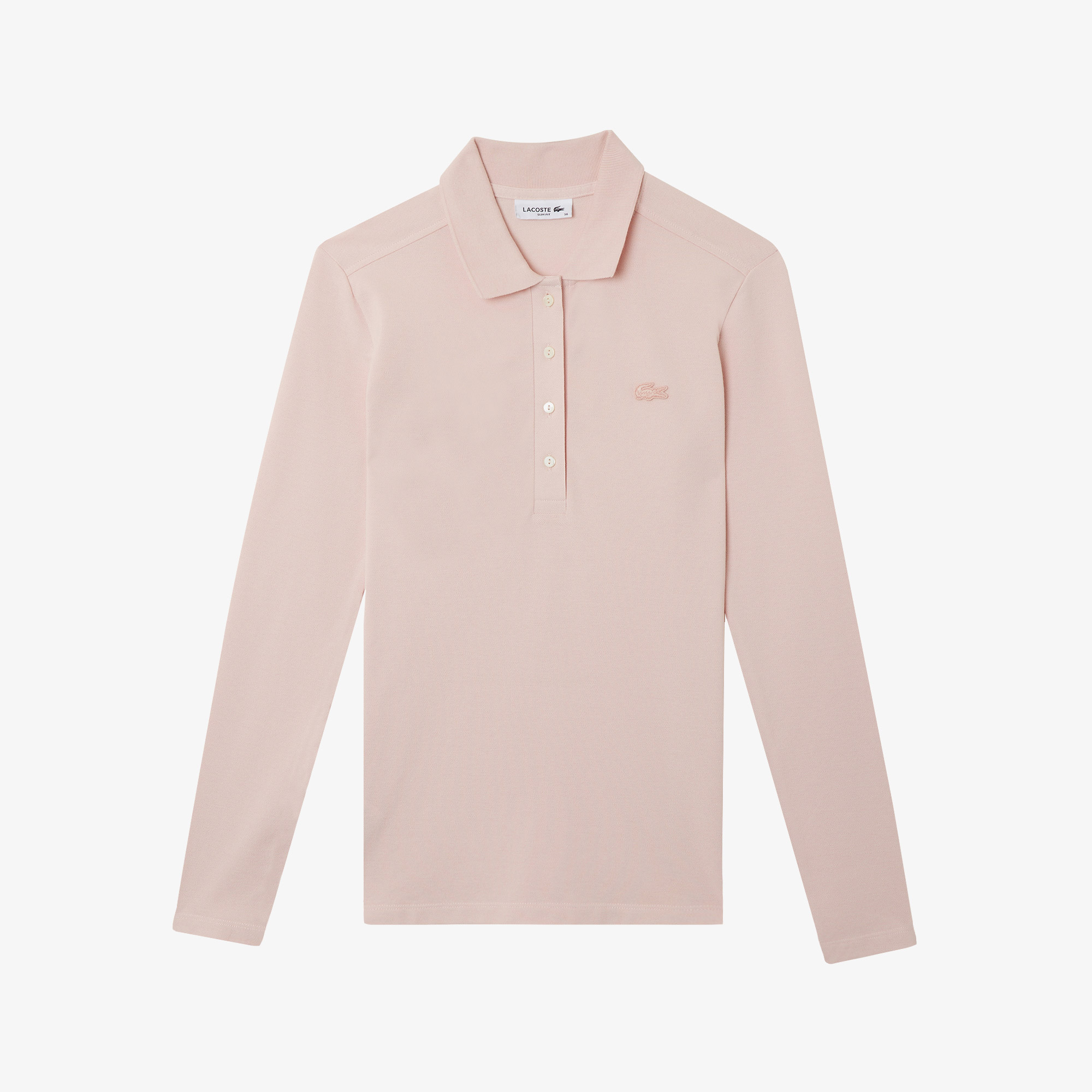  Kadın Slim Fit Uzun Kollu Pembe Polo