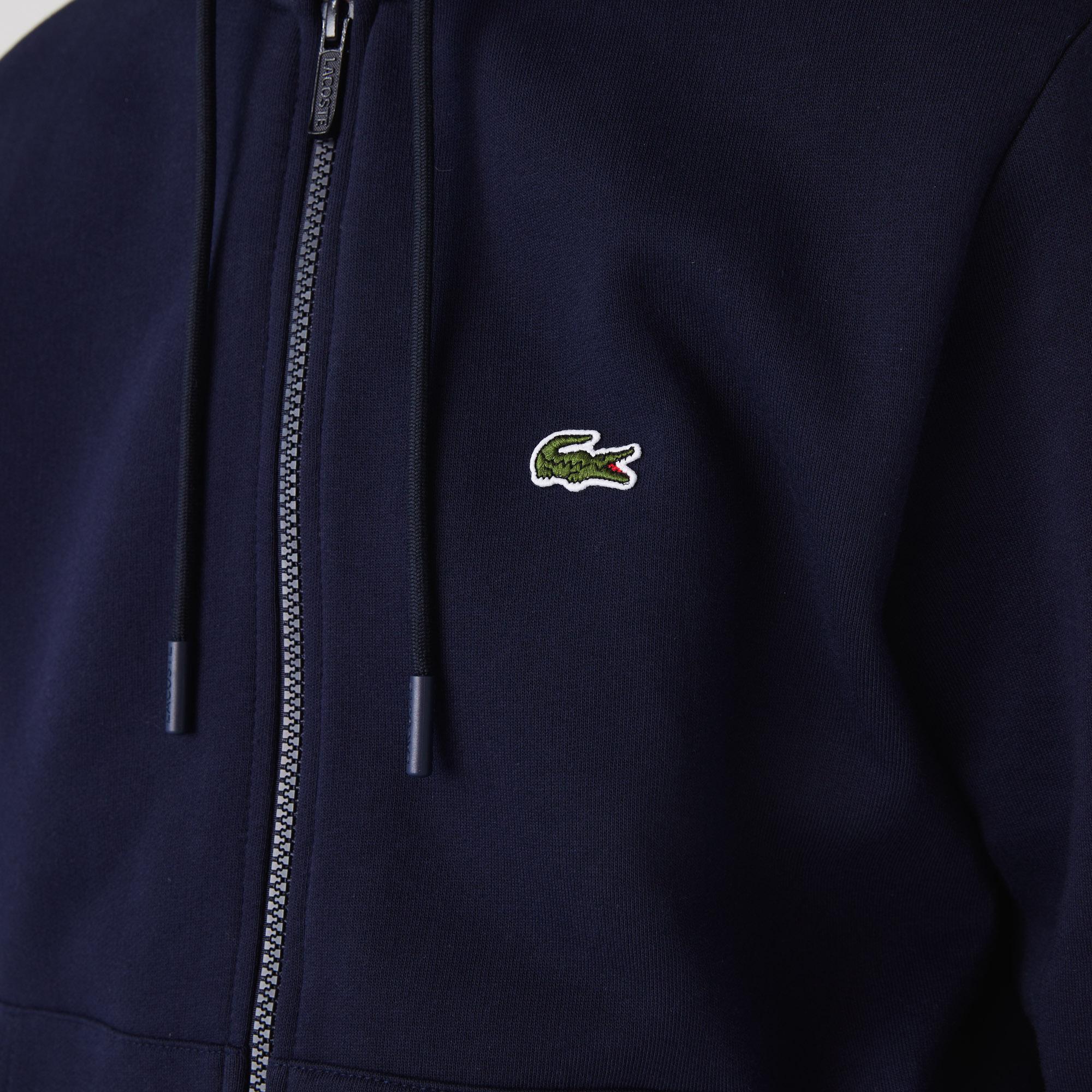 Lacoste Erkek Classic Fit Ayarlanabilir Kapüşonlu Organik Pamuk Lacivert Sweatshirt