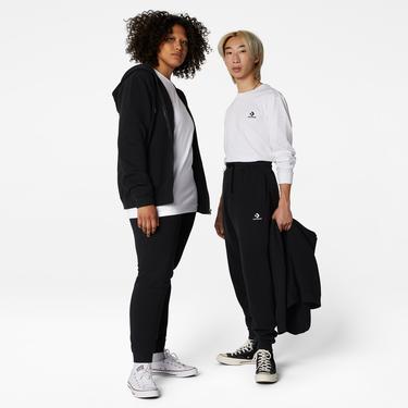  Converse Go-To Embroidered Star Chevron Brushed Unisex Siyah Eşofman Altı