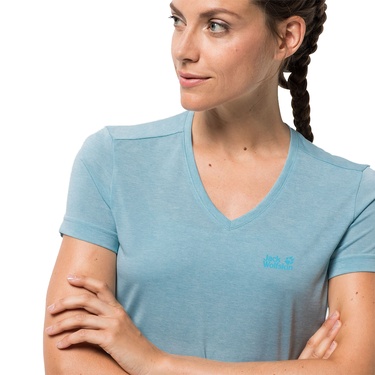  Jack Wolfskin Crosstrail T Kadın Mavi Tişört