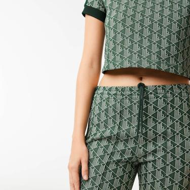  Lacoste Kadın Relaxed Fit Monogram Yeşil Eşofman Altı