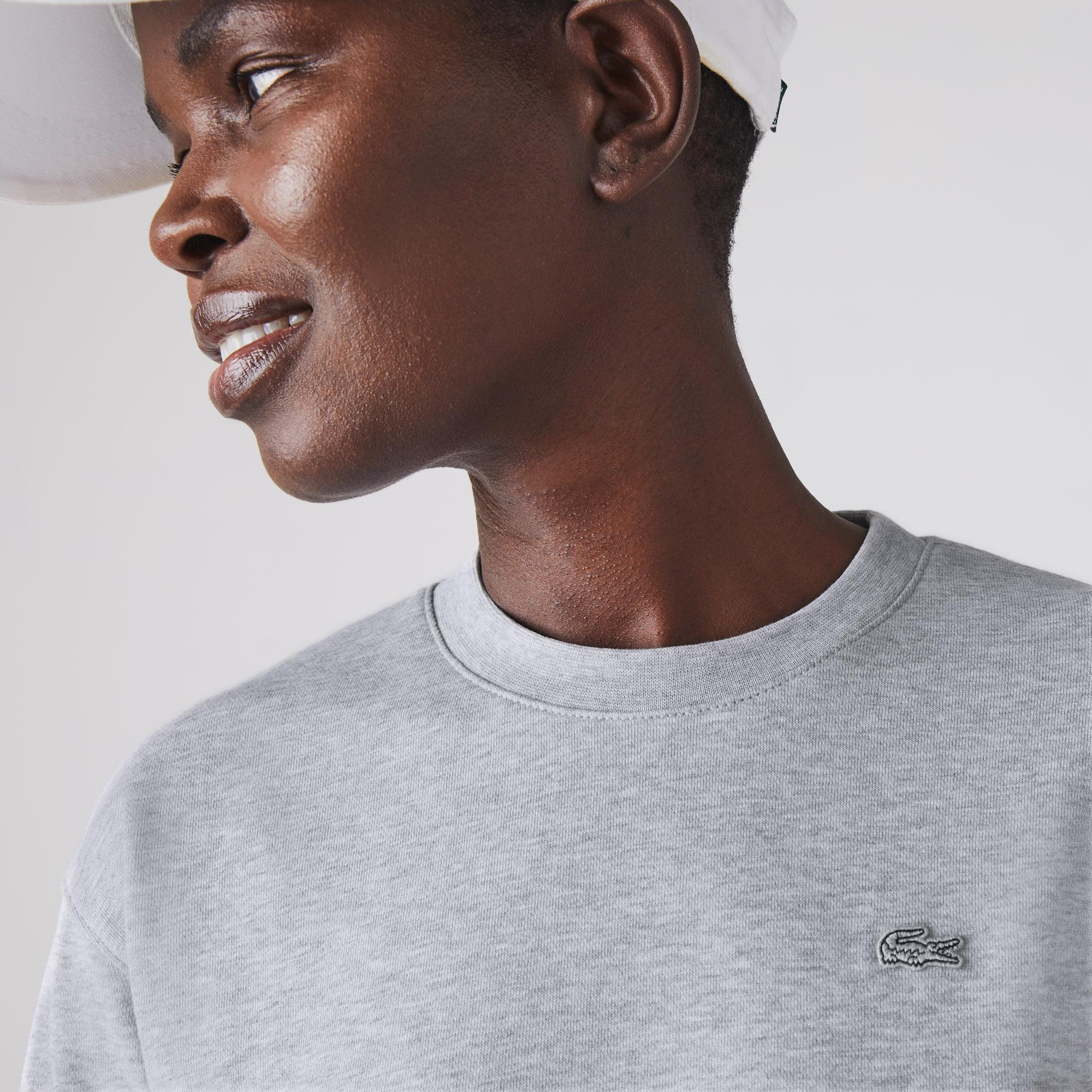 Lacoste Kadın Loose Fit Uzun Kollu Bisiklet Yaka Desenli Gri Elbise