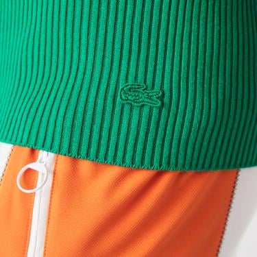  Lacoste Kadın Askılı V Yaka Yeşil Triko