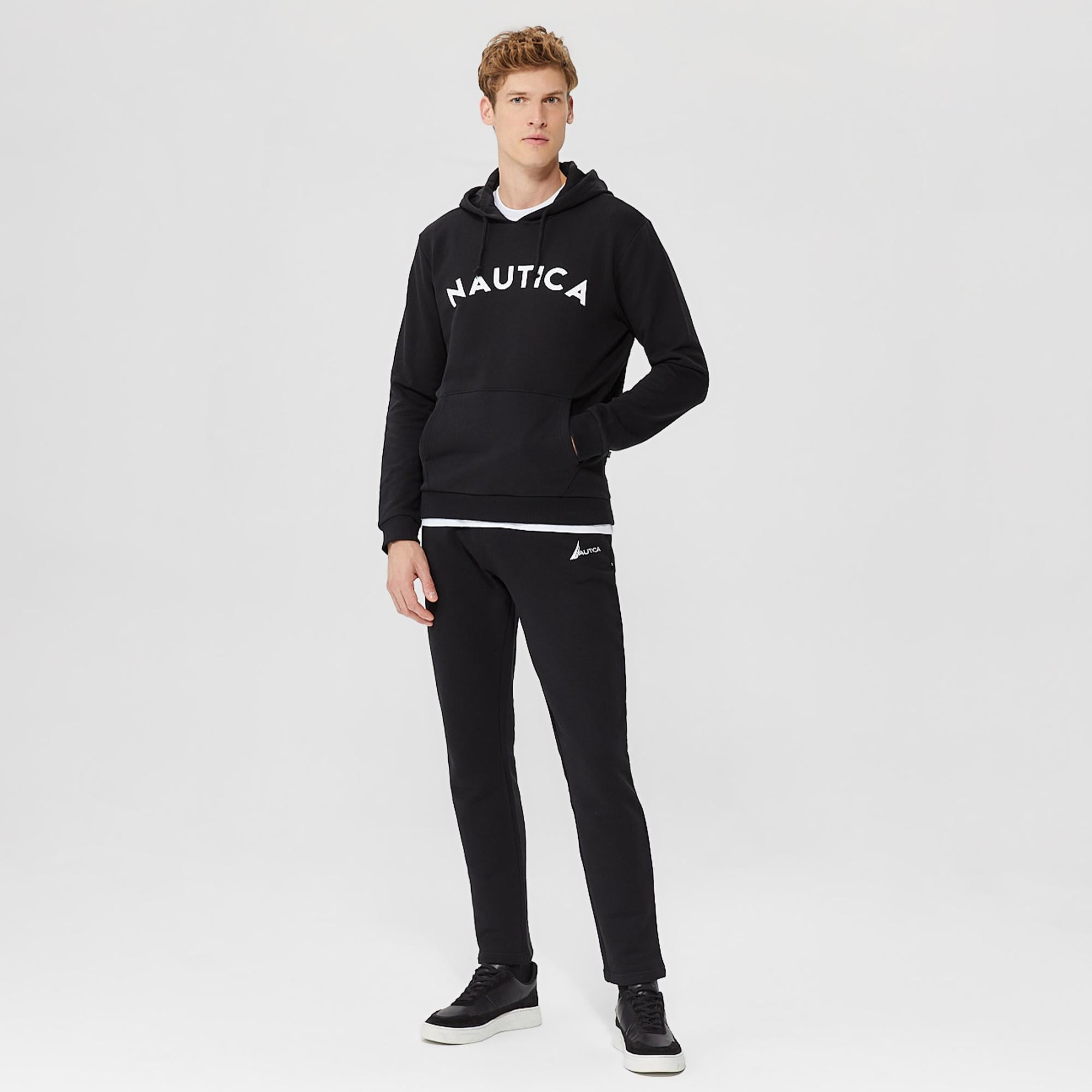 Nautica Erkek Siyah Standart Fit Kapüşonlu Sweatshirt