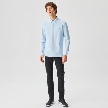  Erkek Regular Fit Uzun Kollu Mavi Paris Polo