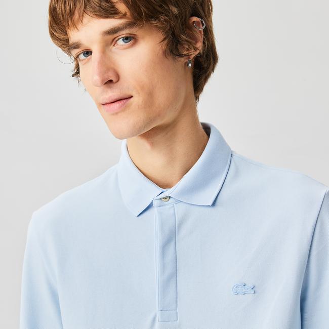  Erkek Regular Fit Uzun Kollu Mavi Paris Polo