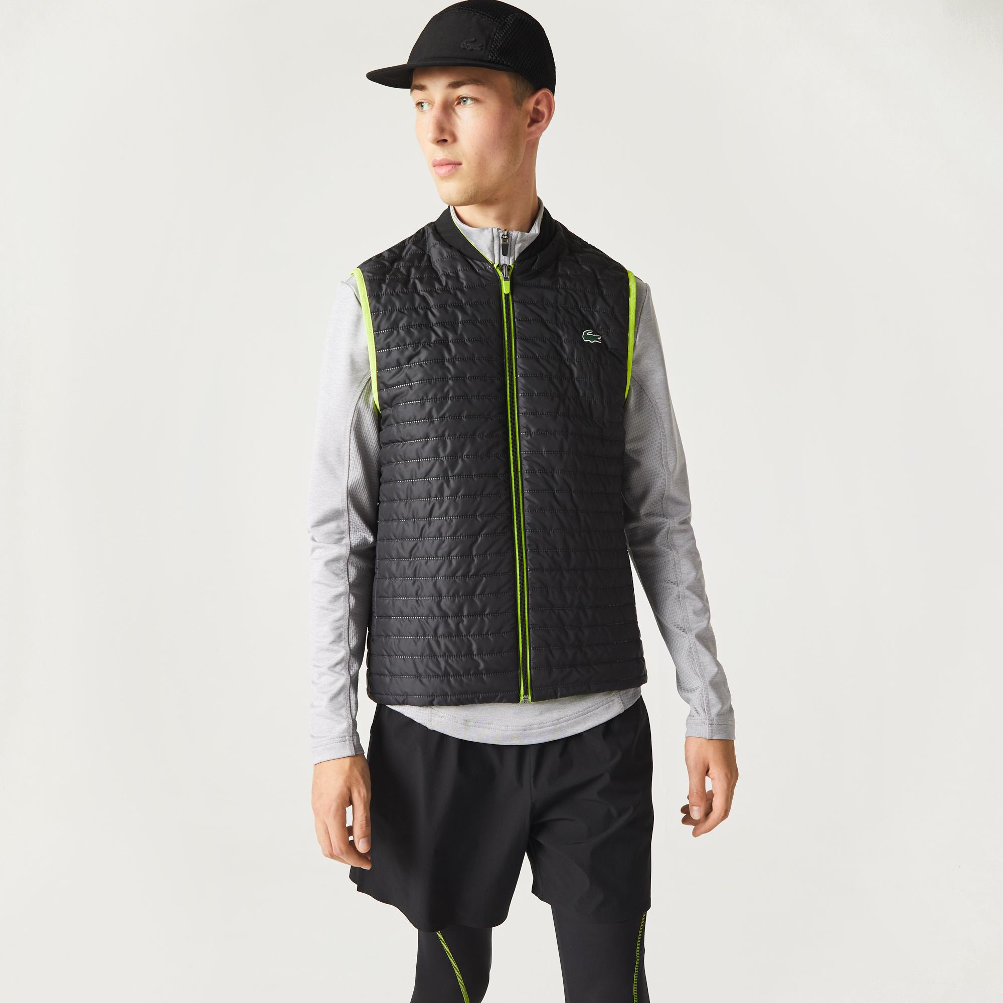 Lacoste SPORT Active Erkek Hakim Yaka Kapitone Çift Taraflı Siyah Yelek