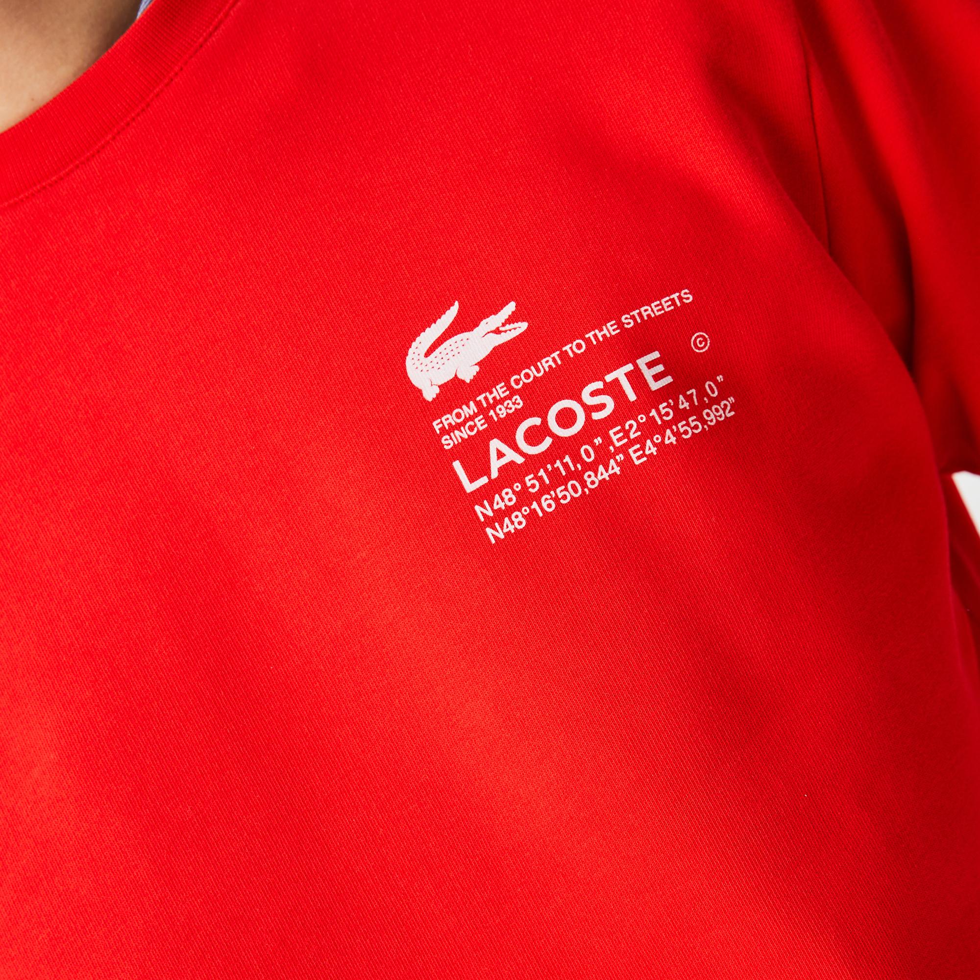 Lacoste Erkek Relaxed Fit Bisiklet Yaka Baskılı Kırmızı Sweatshirt