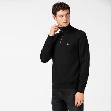  Lacoste Erkek Classic Fit Fermuarlı Siyah Sweatshirt
