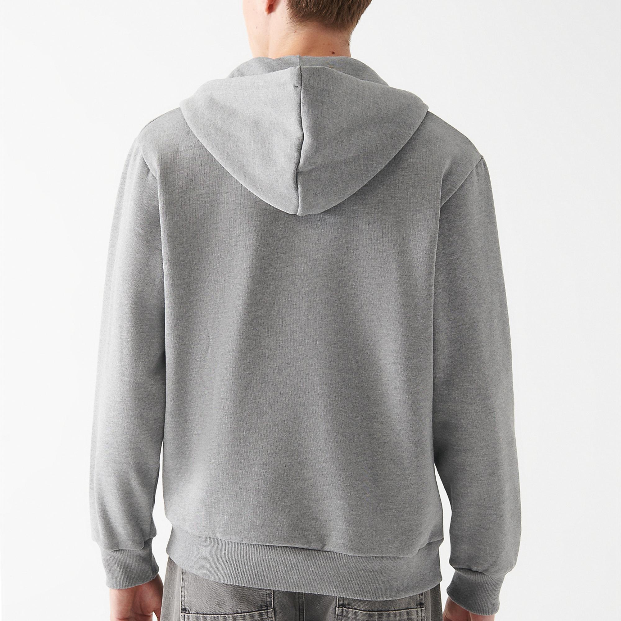 Mavi Mavi Logolu Kapüşonlu Fermuarlı Gri Sweatshirt 066979-34686