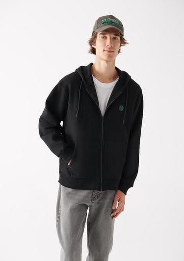  Mavi Mavi Logolu Kapüşonlu Fermuarlı Siyah Sweatshirt 066979-900