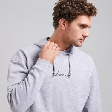  Nautica Erkek Gri Oversize Kapüşonlu Sweatshirt