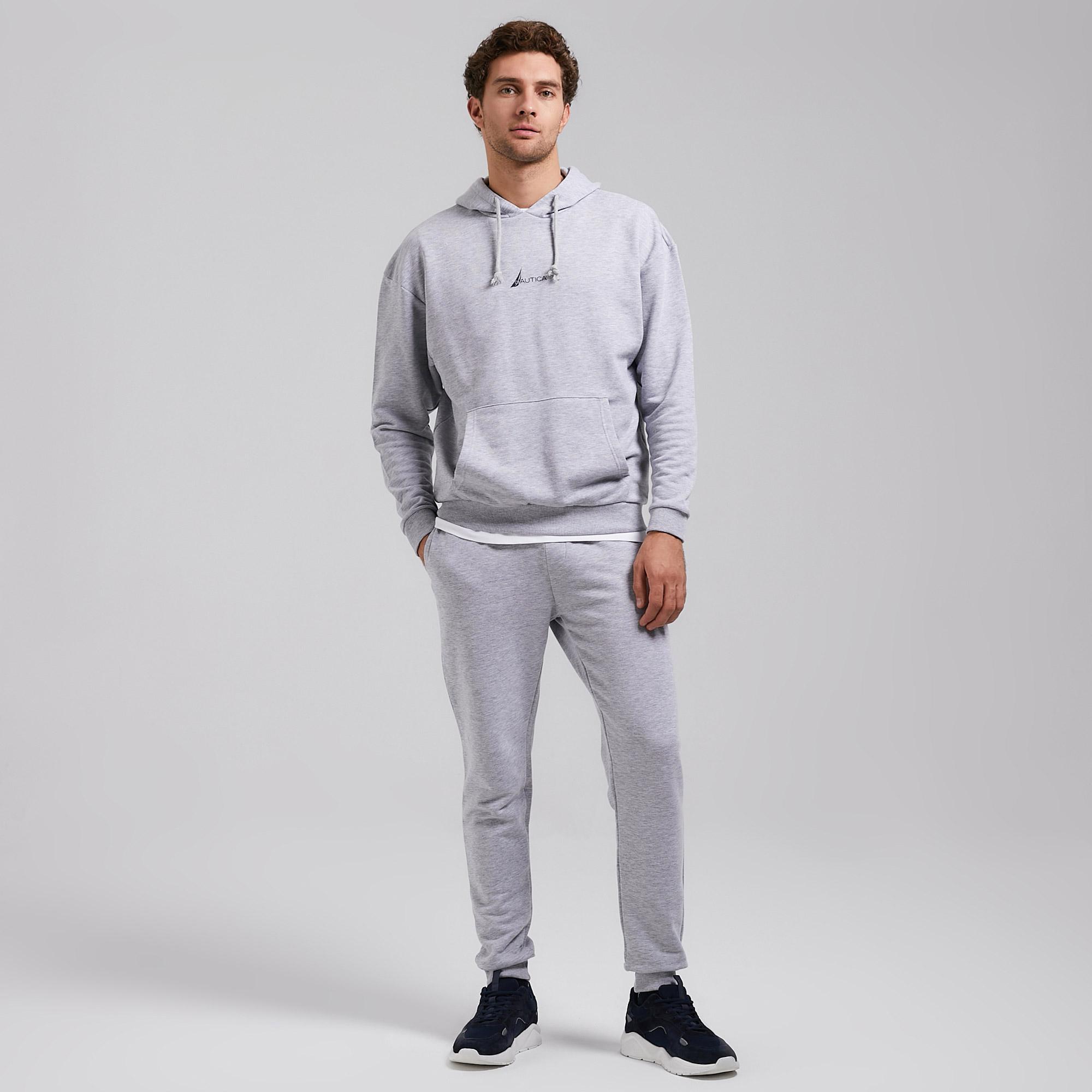Nautica Erkek Gri Oversize Kapüşonlu Sweatshirt