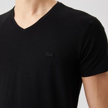  Lacoste Erkek V Yaka Siyah T-Shirt