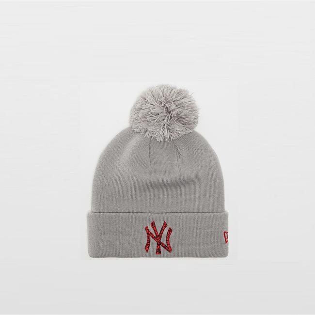  New Era Bonnet Bobble New York Yankees Kadın Gri Bere