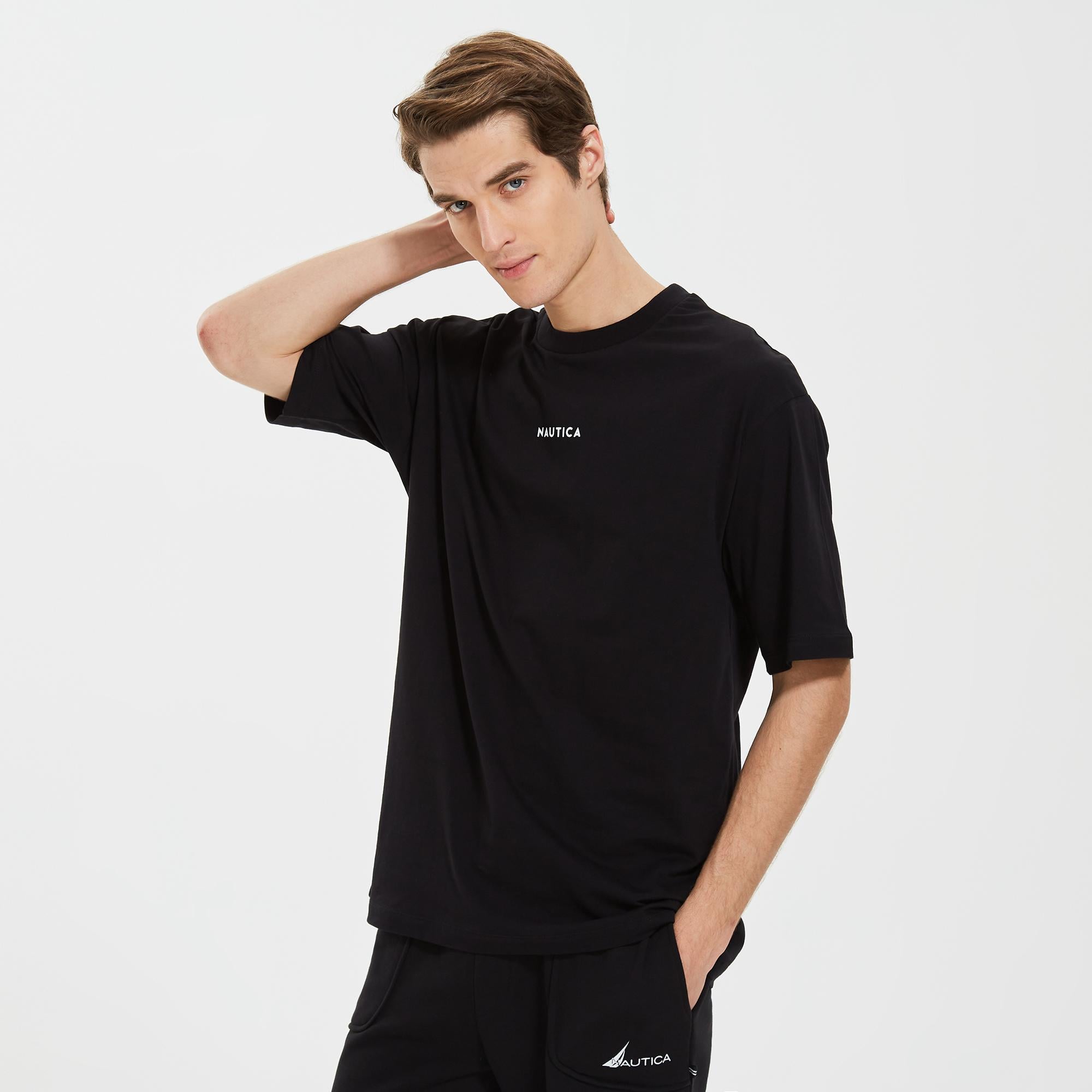 Nautica Erkek Siyah Oversize T-Shirt