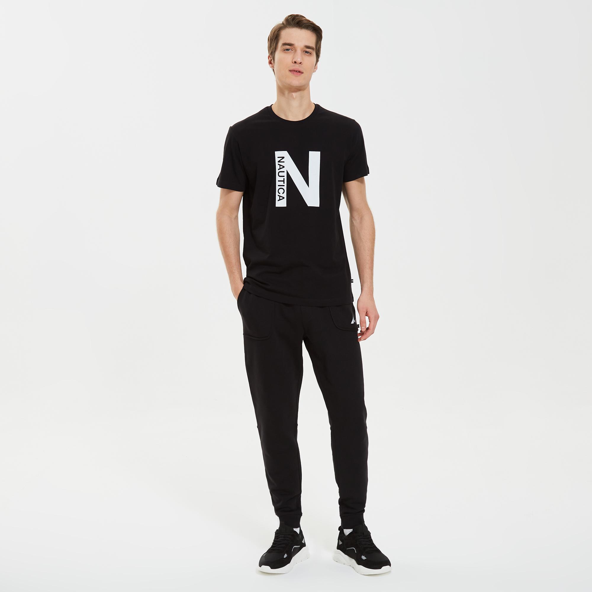 Nautica Erkek Siyah Standart Fit T-Shirt