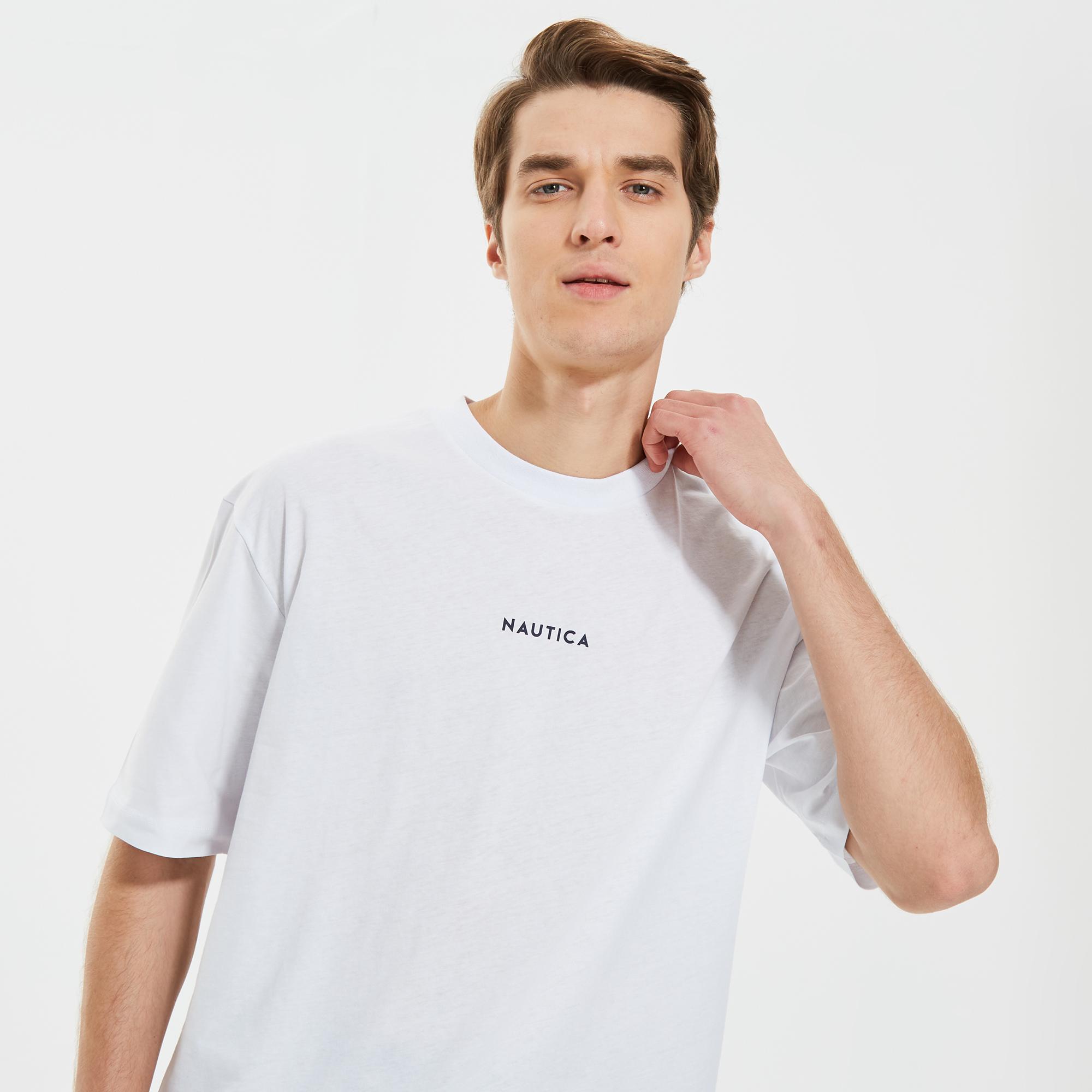 Nautica Erkek Beyaz Oversize T-Shirt