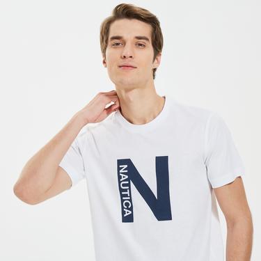  Nautica Erkek Beyaz Standart Fit T-Shirt