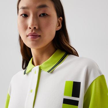  Lacoste Kadın Relaxed Fit Baskılı Beyaz Polo