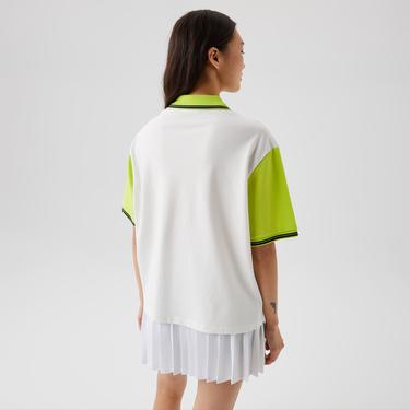  Lacoste Kadın Relaxed Fit Baskılı Beyaz Polo