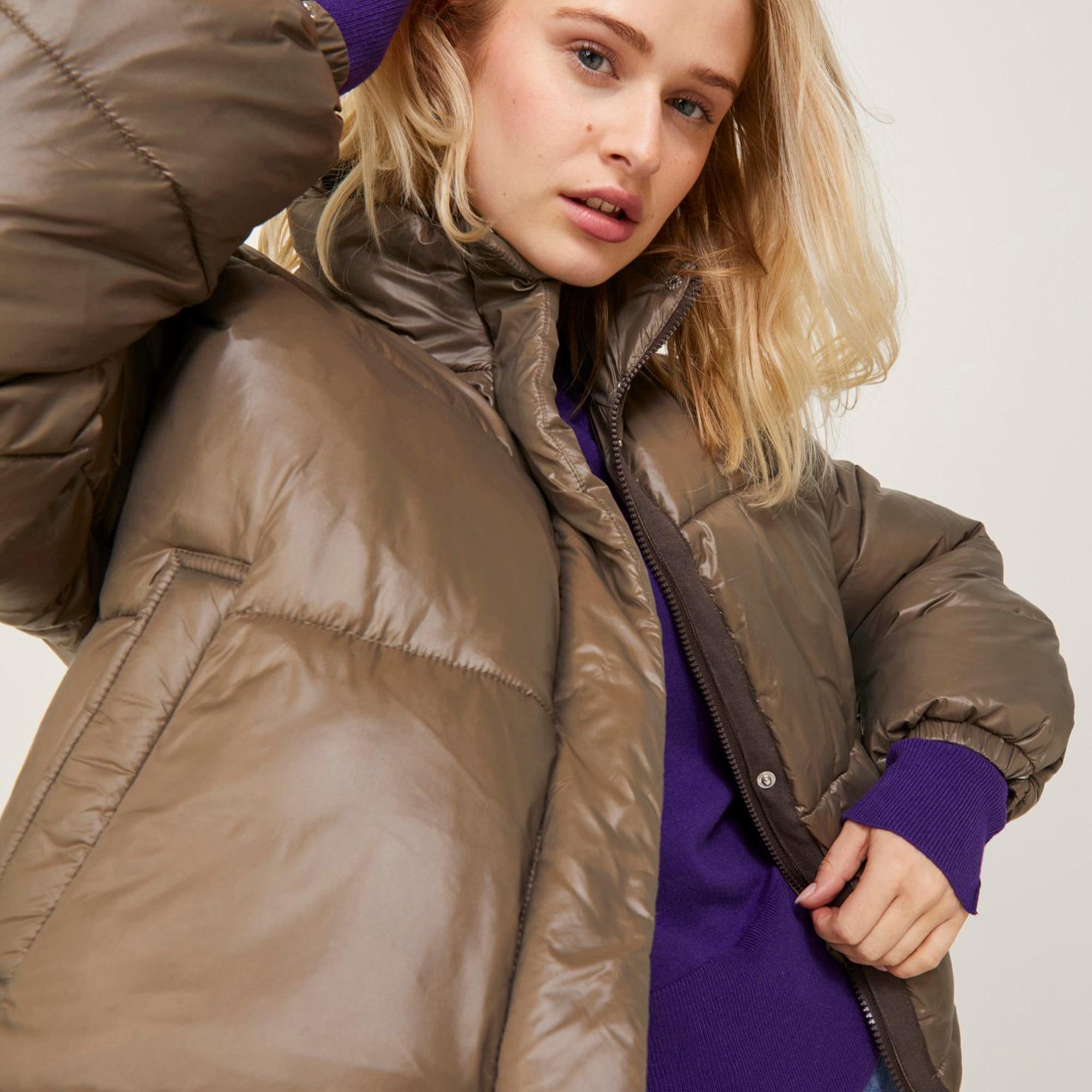 Jack & Jones Jxbeany Shine Puffer Kadın Kahverengi Mont