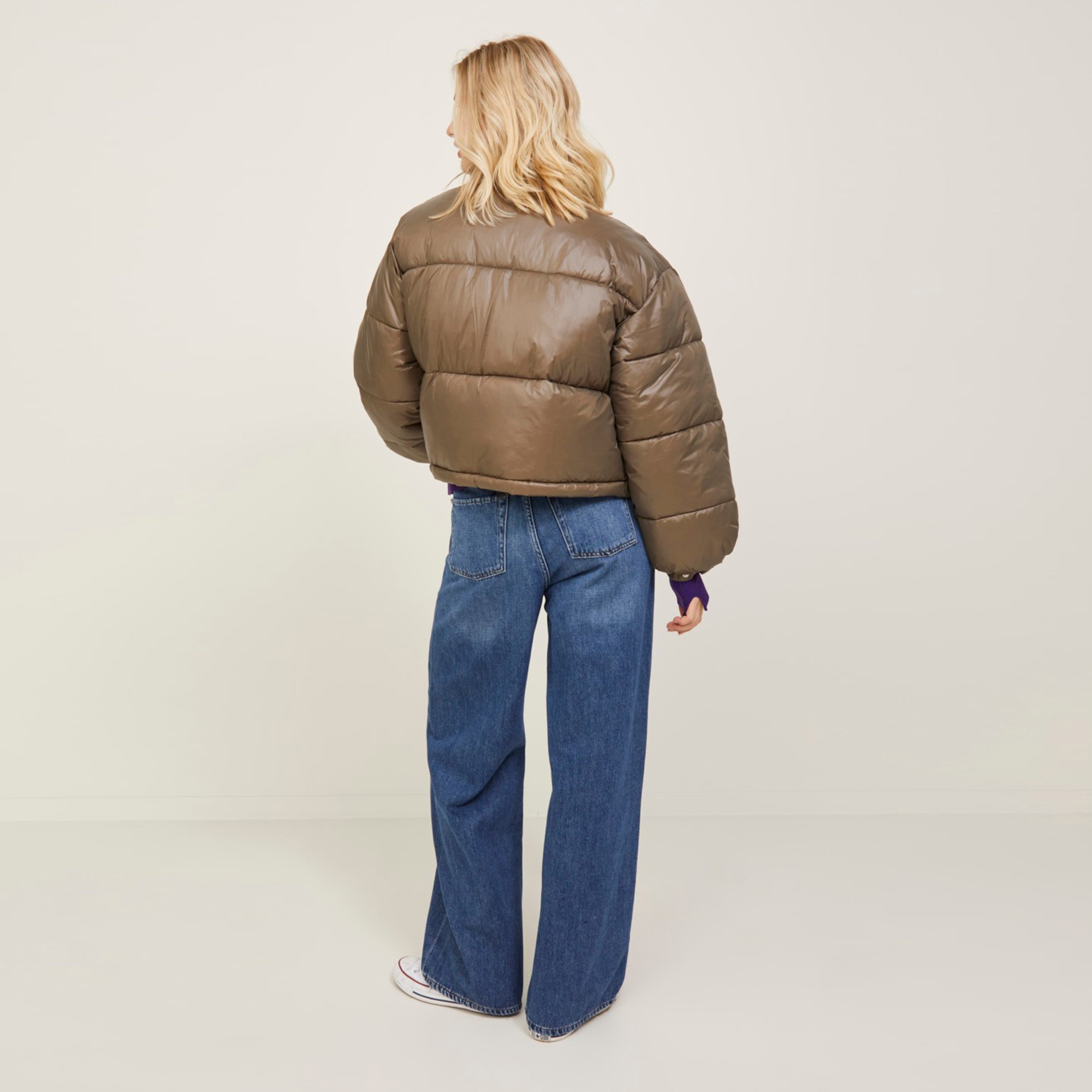 Jack & Jones Jxbeany Shine Puffer Kadın Kahverengi Mont