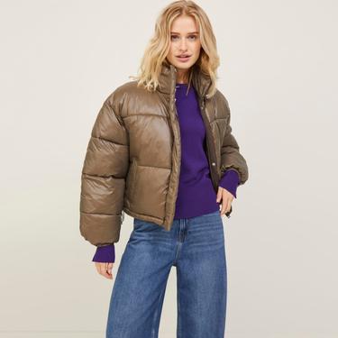 Jack & Jones Jxbeany Shine Puffer Kadın Kahverengi Mont