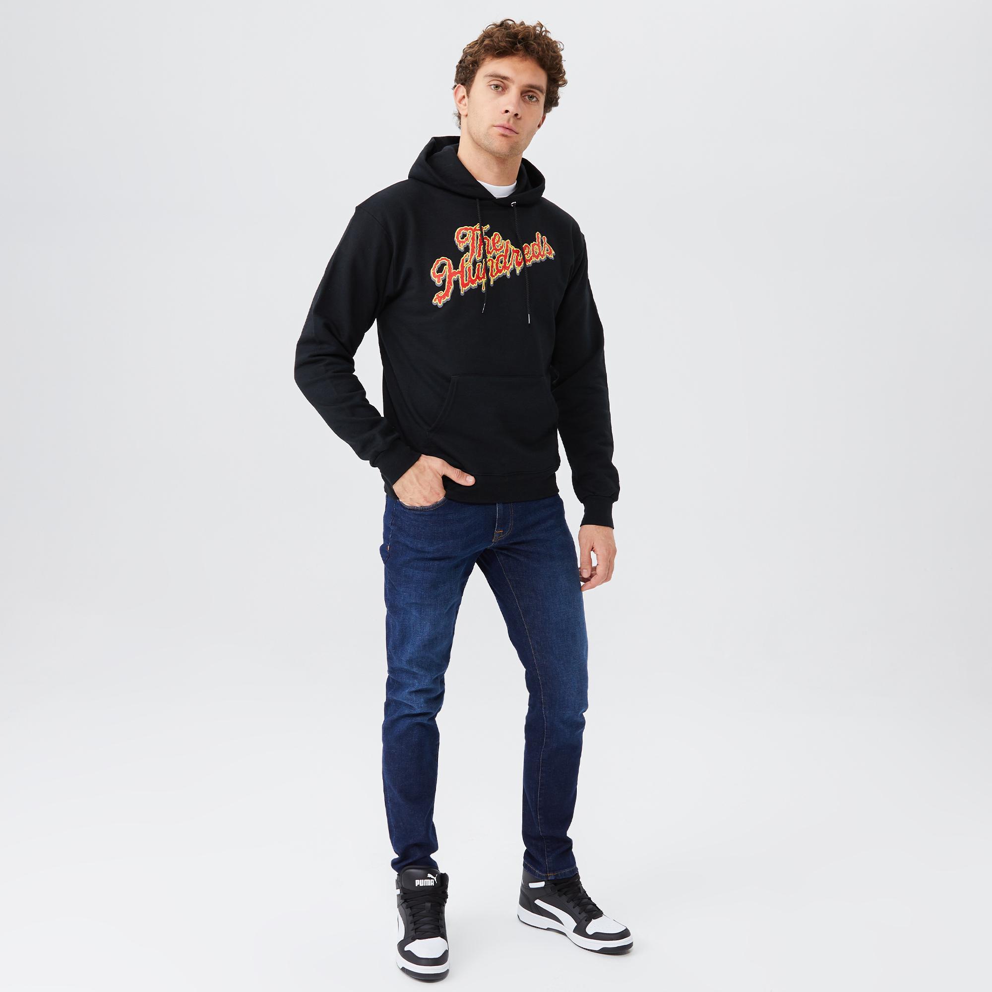 The Hundreds Slime Slant Pullover Erkek Siyah Hoodie Sweatshirt