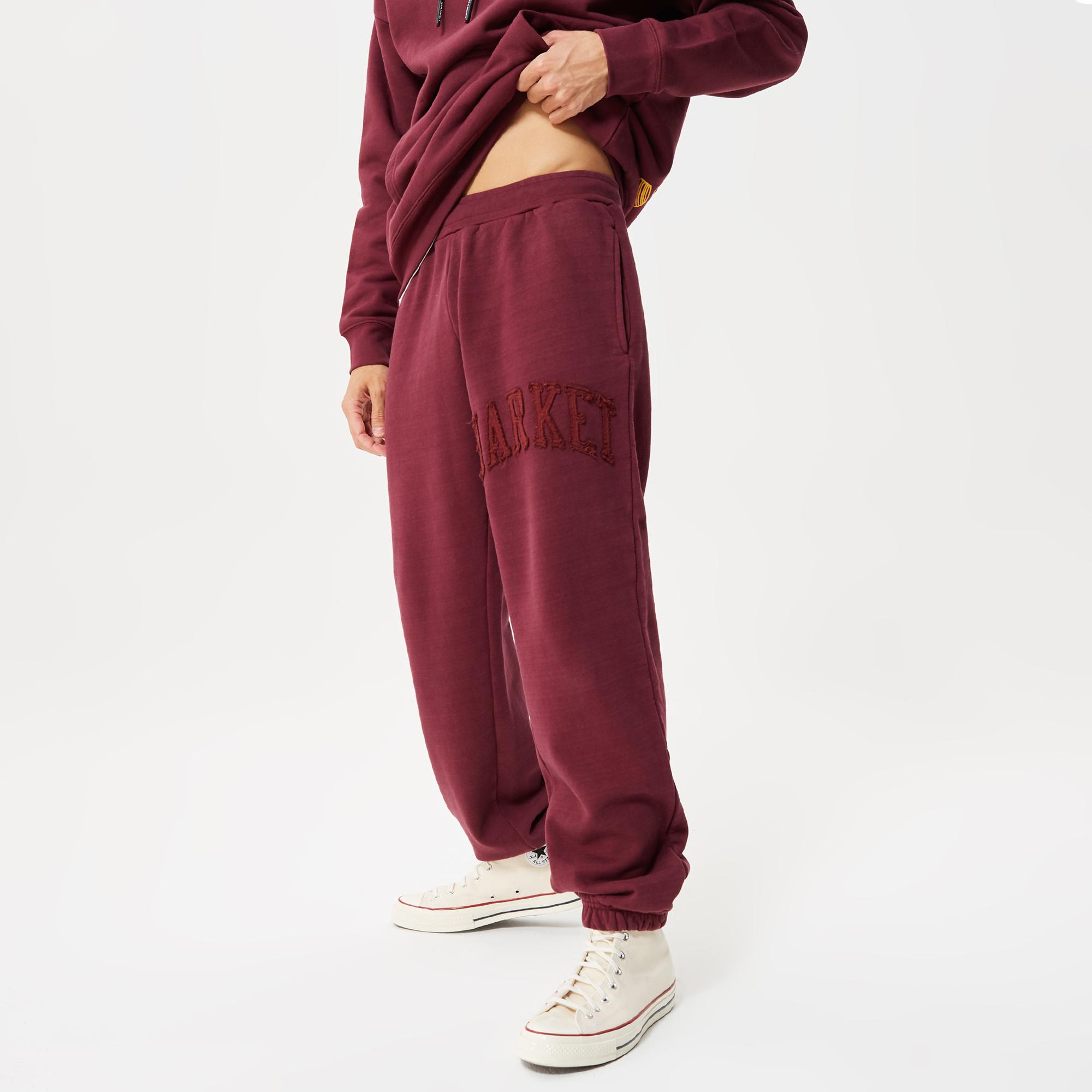 Market Vintage Washed Erkek Bordo Eşofman Altı