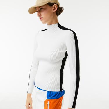  Lacoste Kadın Boğazlı Yaka Beyaz Triko