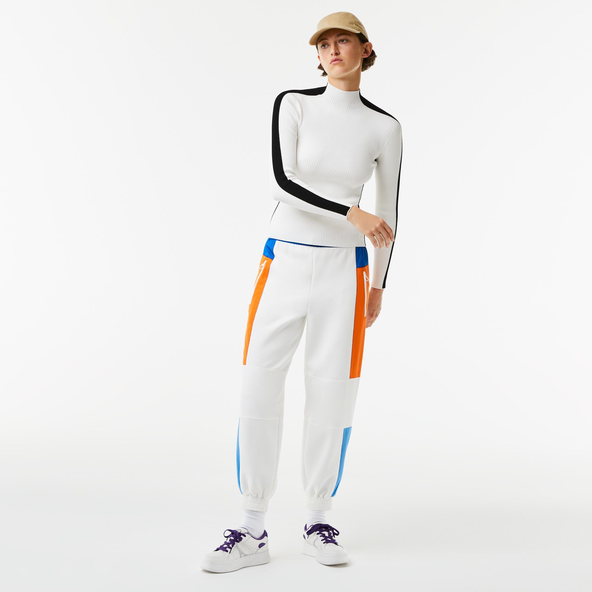 Lacoste Kadın Boğazlı Yaka Beyaz Triko