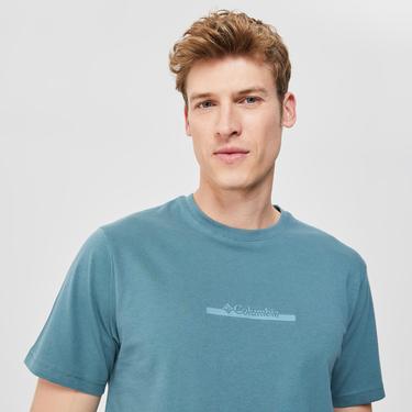  Columbia Bar Split Graphic Erkek Mavi Günlük T-Shirt
