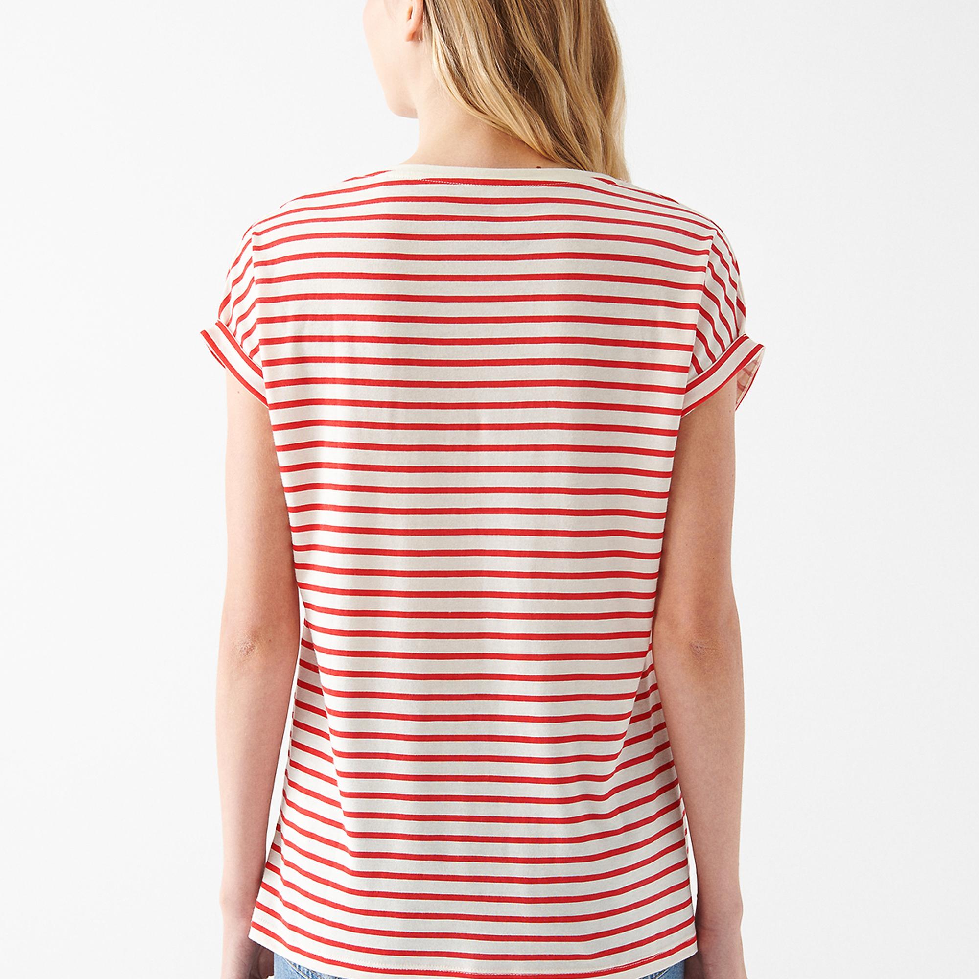 Mavi Love You Baskılı Çizgili Istanbul Tişört Slim Fit / Dar Kesim 167986-26829