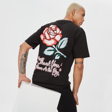  Market Thank You Rose Erkek Siyah T-Shirt