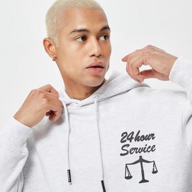  Market 24 Hr Lawyer Service Erkek Gri Hoodie Sweatshirt