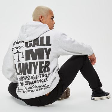  Market 24 Hr Lawyer Service Erkek Gri Hoodie Sweatshirt
