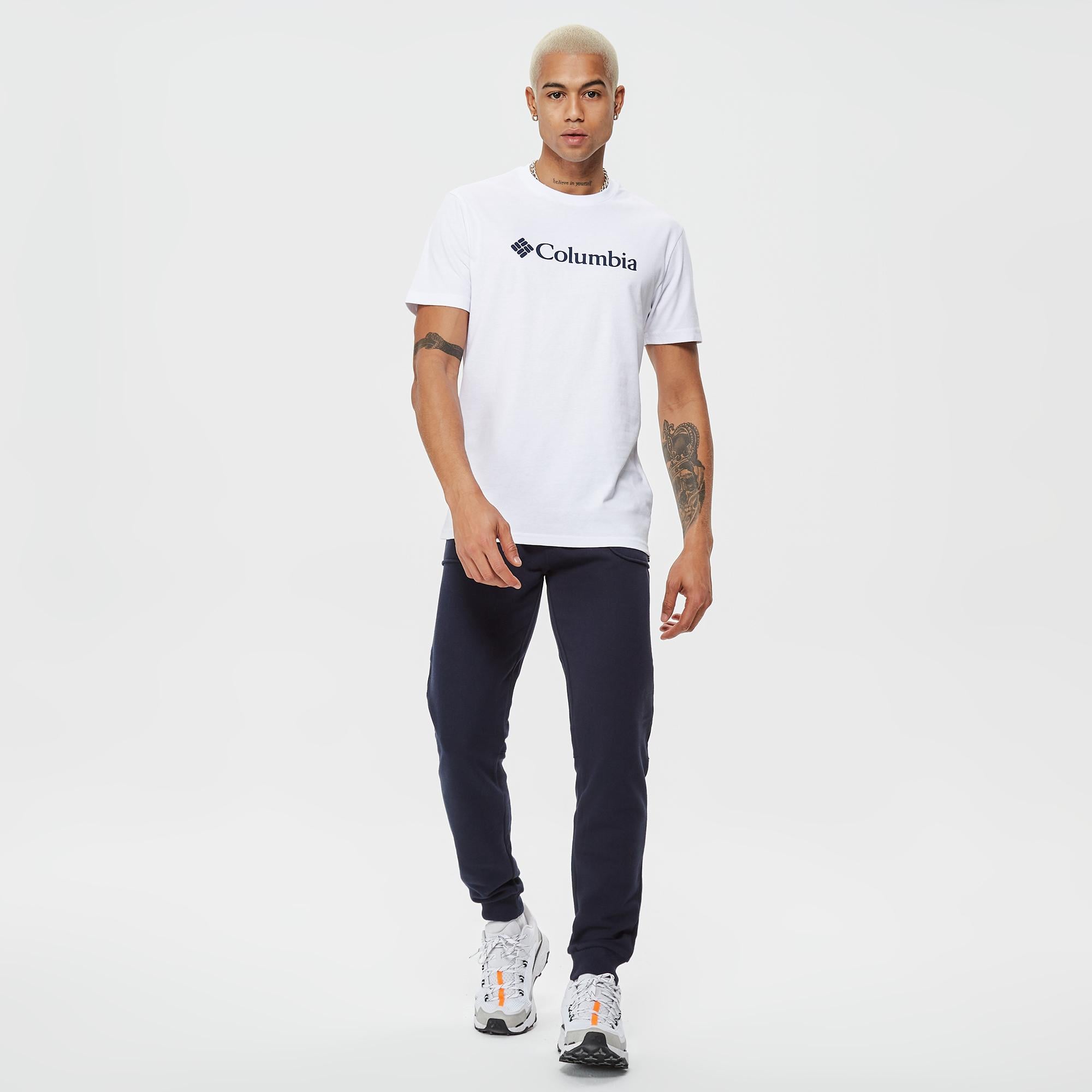 Columbia Basic Big Logo Brushed Erkek Beyaz T-Shirt
