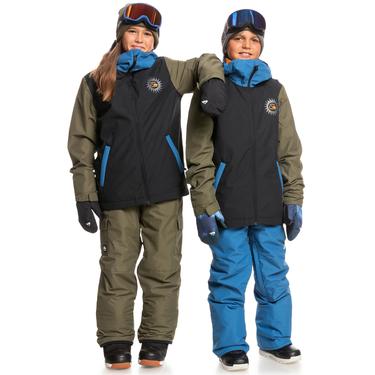  Quiksilver In The Hood Youth Unisex Çocuk Siyah Snowboard Ceketi