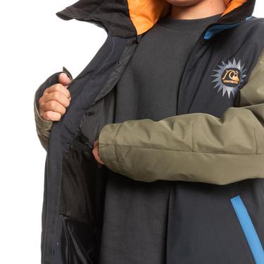  Quiksilver In The Hood Youth Unisex Çocuk Siyah Snowboard Ceketi