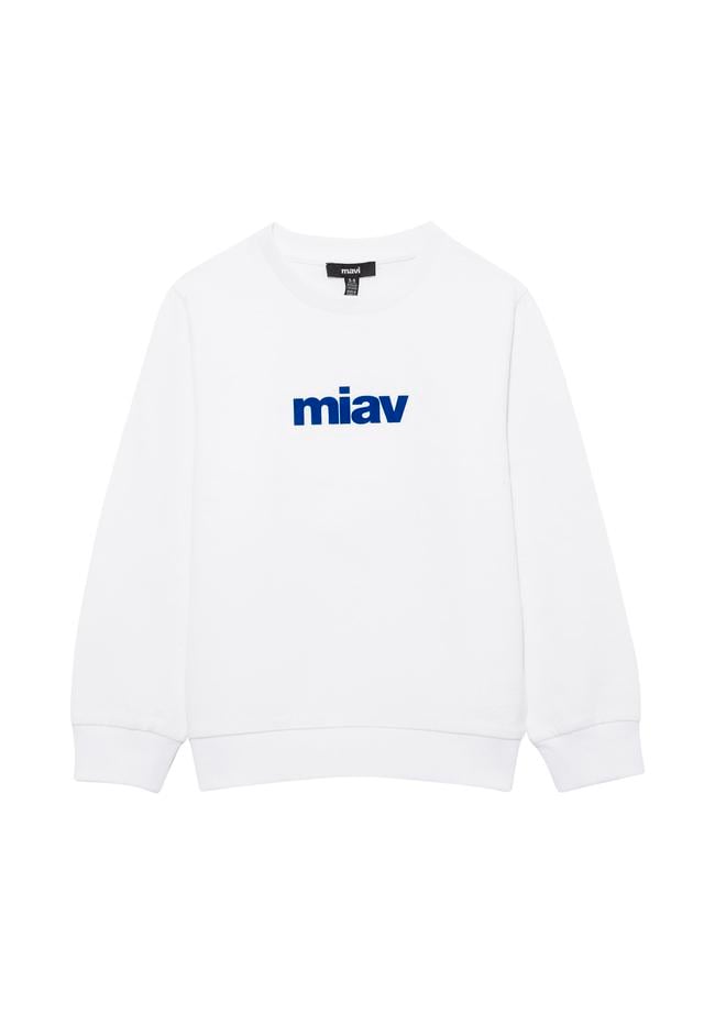  Mavi Miav Baskılı Beyaz Çocuk Sweatshirt 6610031-620