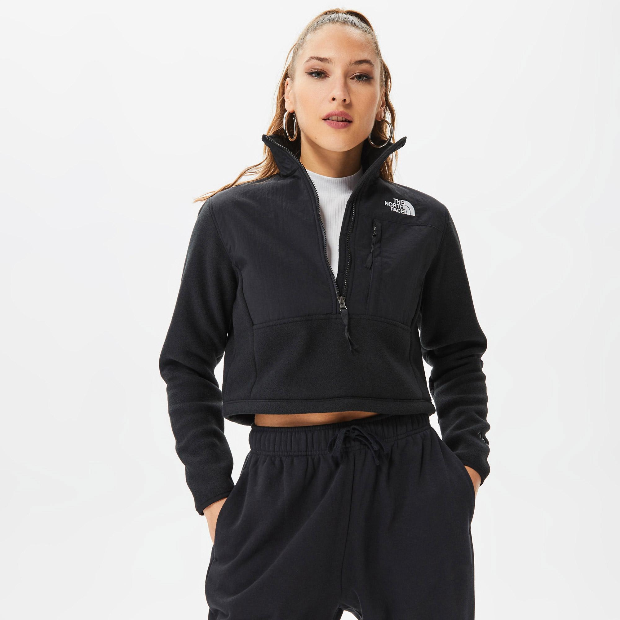 The North Face Denali Crop Kadın Siyah Fermuarlı Sweatshirt