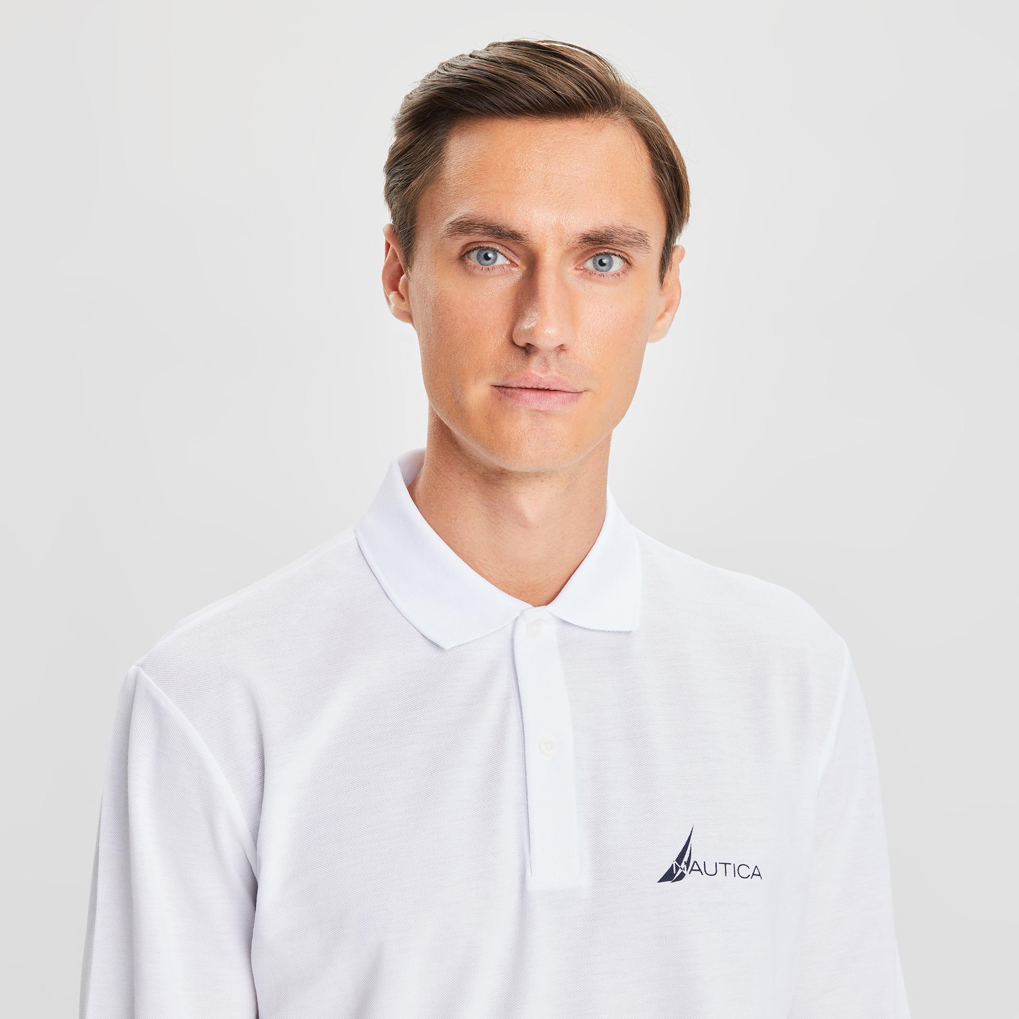 Nautica Erkek Beyaz Classic Fit Uzun Kollu Polo