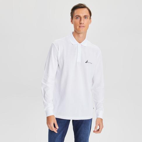  Nautica Erkek Beyaz Classic Fit Uzun Kollu Polo
