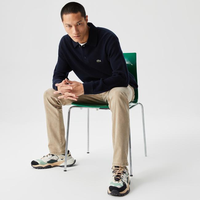  Erkek Relaxed Fit Polo Yaka Yün Lacivert Triko