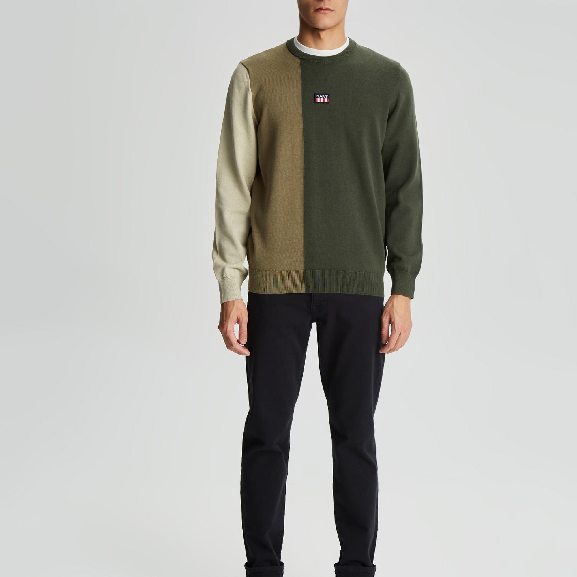 GANT Erkek Yeşil Regular Fit Bisiklet Yaka Kazak